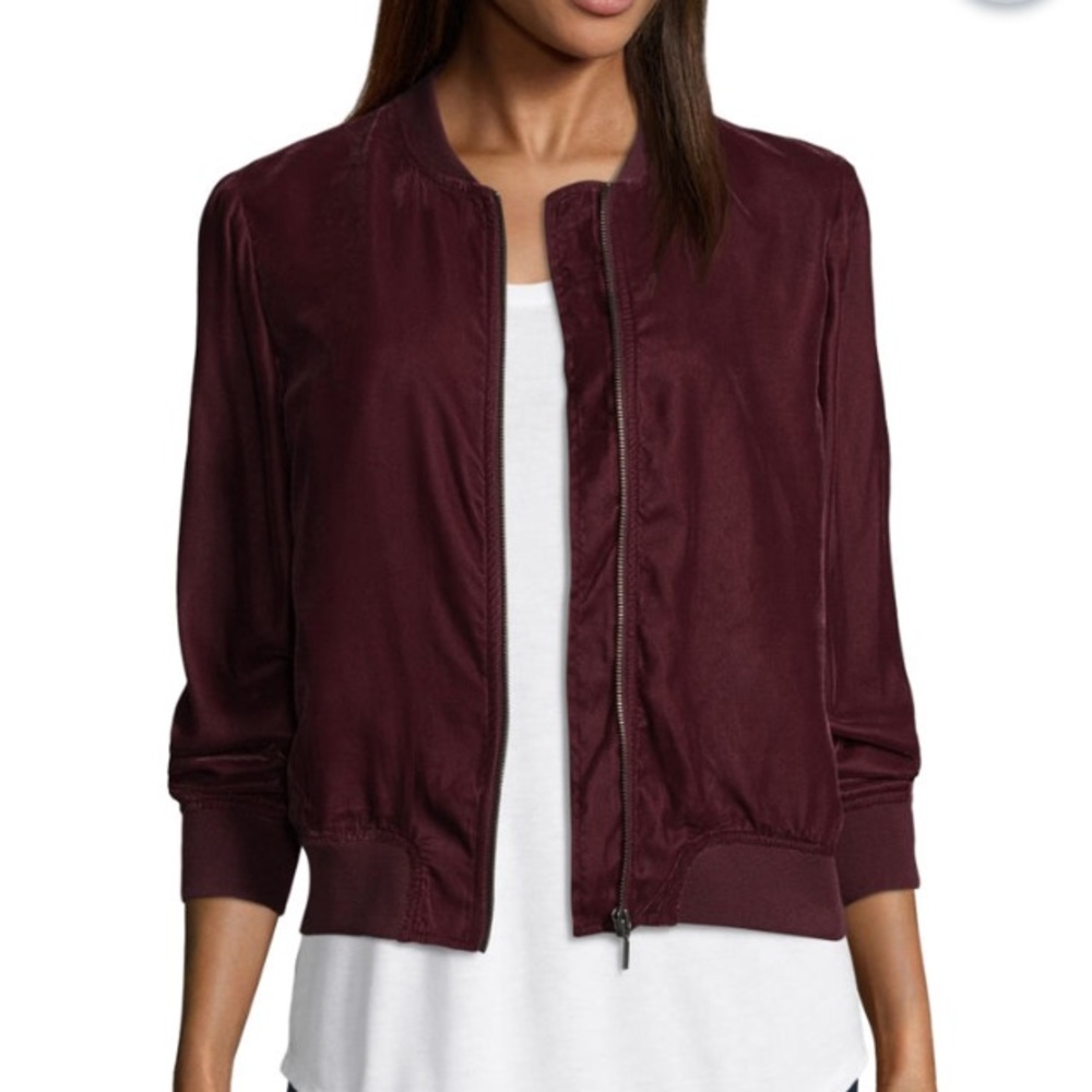 NWT Soft Velvet Burgundy Bomber Jacket